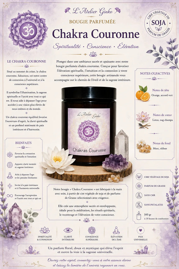 Bougie parfumée Chakras Couronne SAHĀ L'Atelier Ginko - Boutique en Ligne