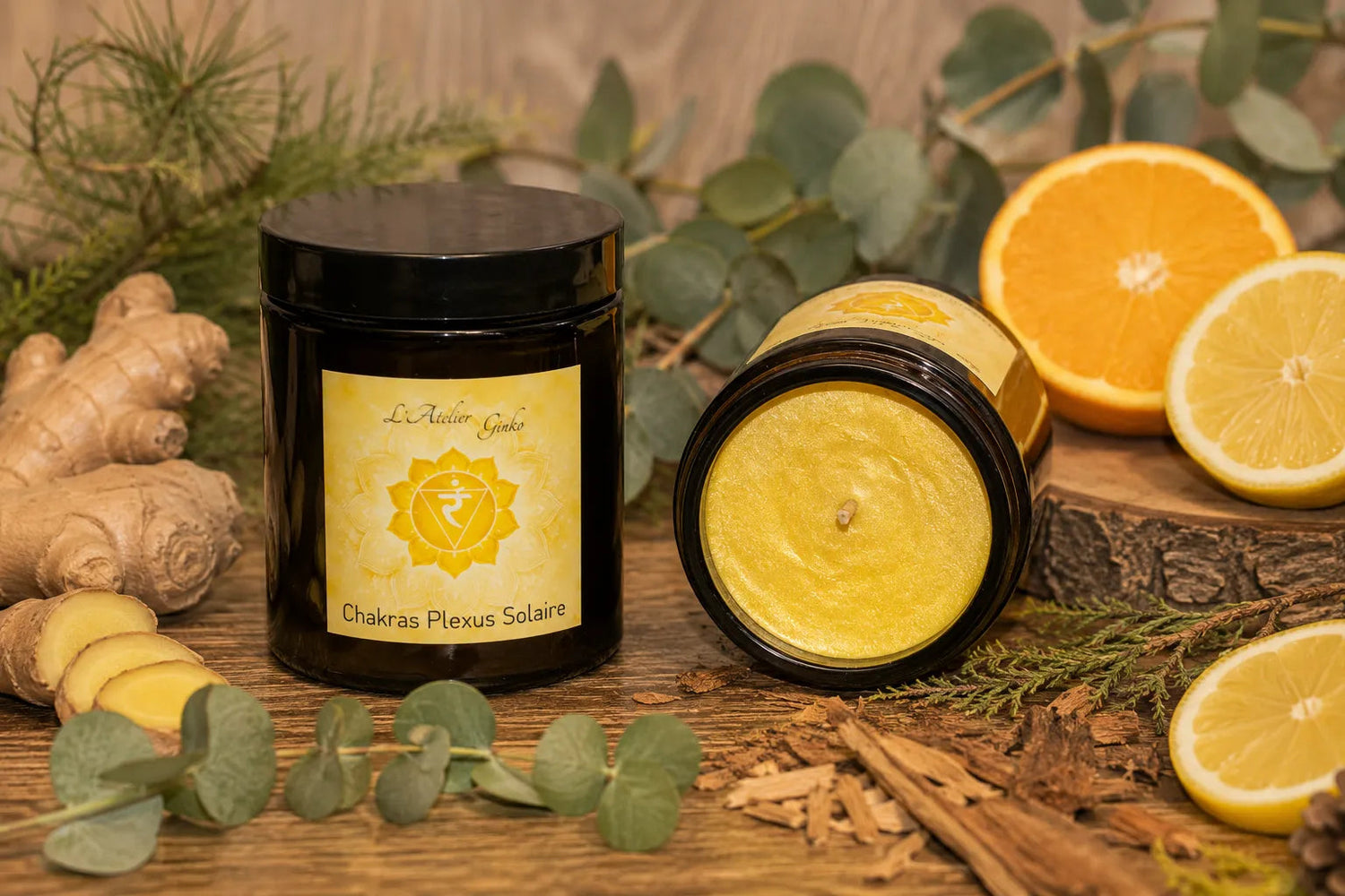 Bougie parfumée Chakras Plexus Solaire MANI L'Atelier Ginko - Boutique en Ligne