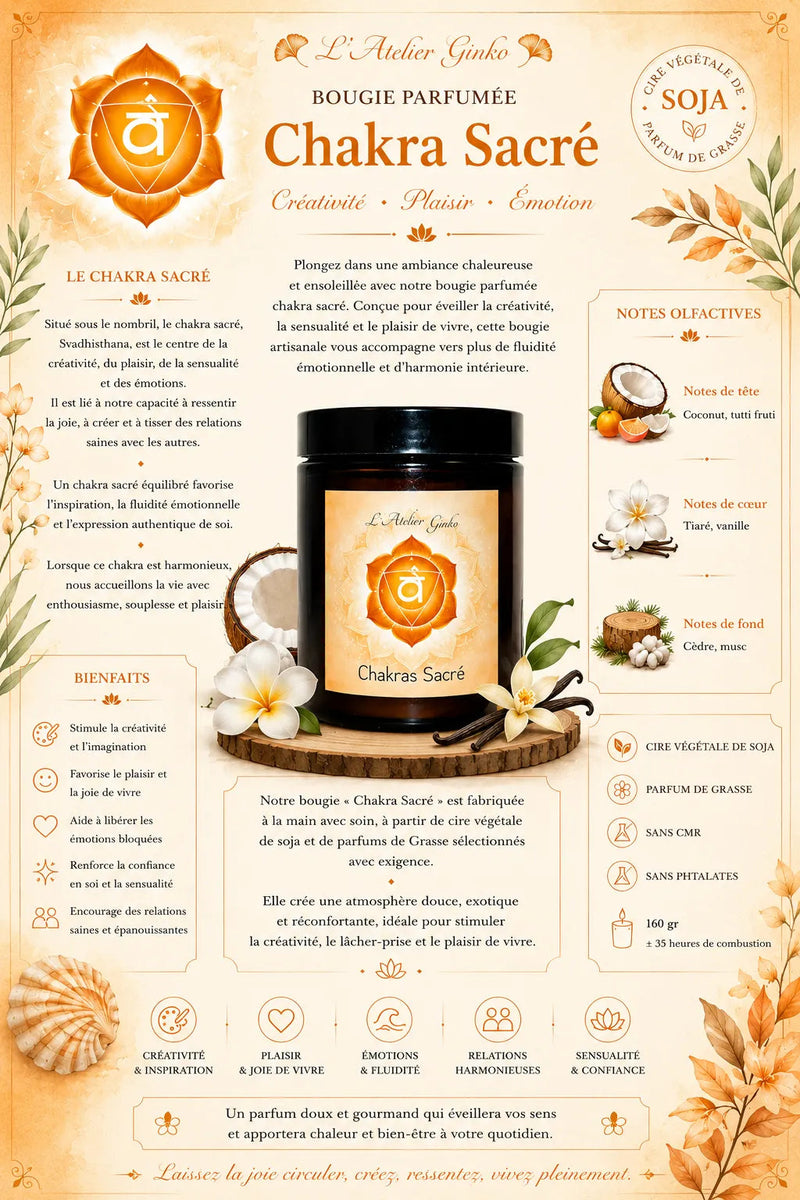 Bougie parfumée Chakras Sacré SVĀRA L'Atelier Ginko - Boutique en Ligne