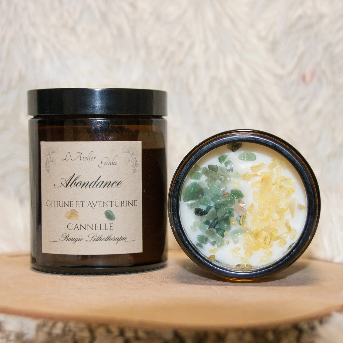 Bougie parfumée Lithothérapie Abondance - L'Atelier Ginko - Boutique en Ligne