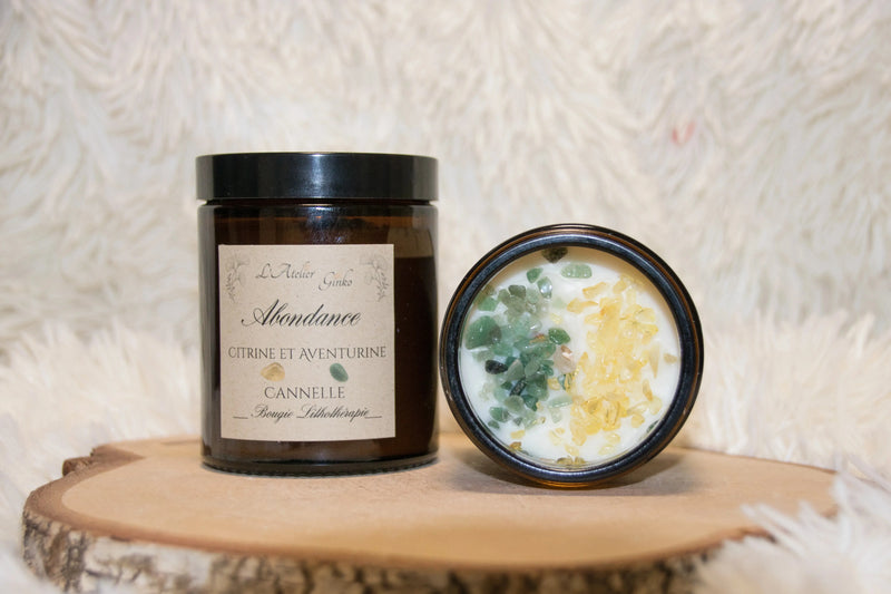 Bougie parfumée Lithothérapie Abondance - L'Atelier Ginko - Boutique en Ligne