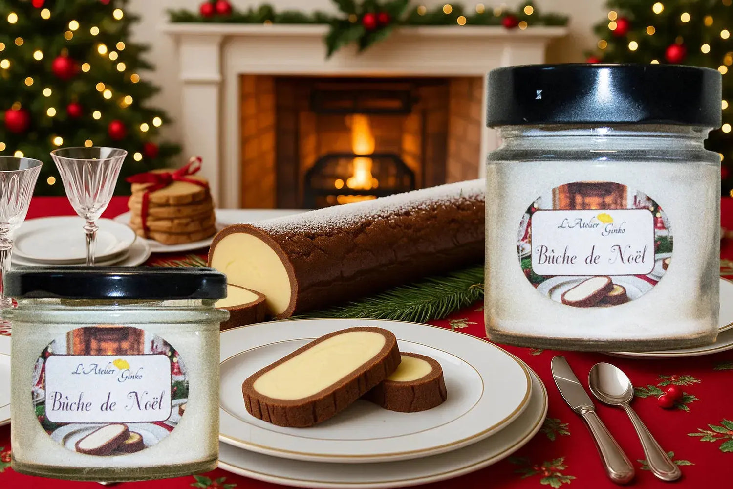 Bougie parfumée Bûche de Noël L'Atelier Ginko - Boutique en Ligne