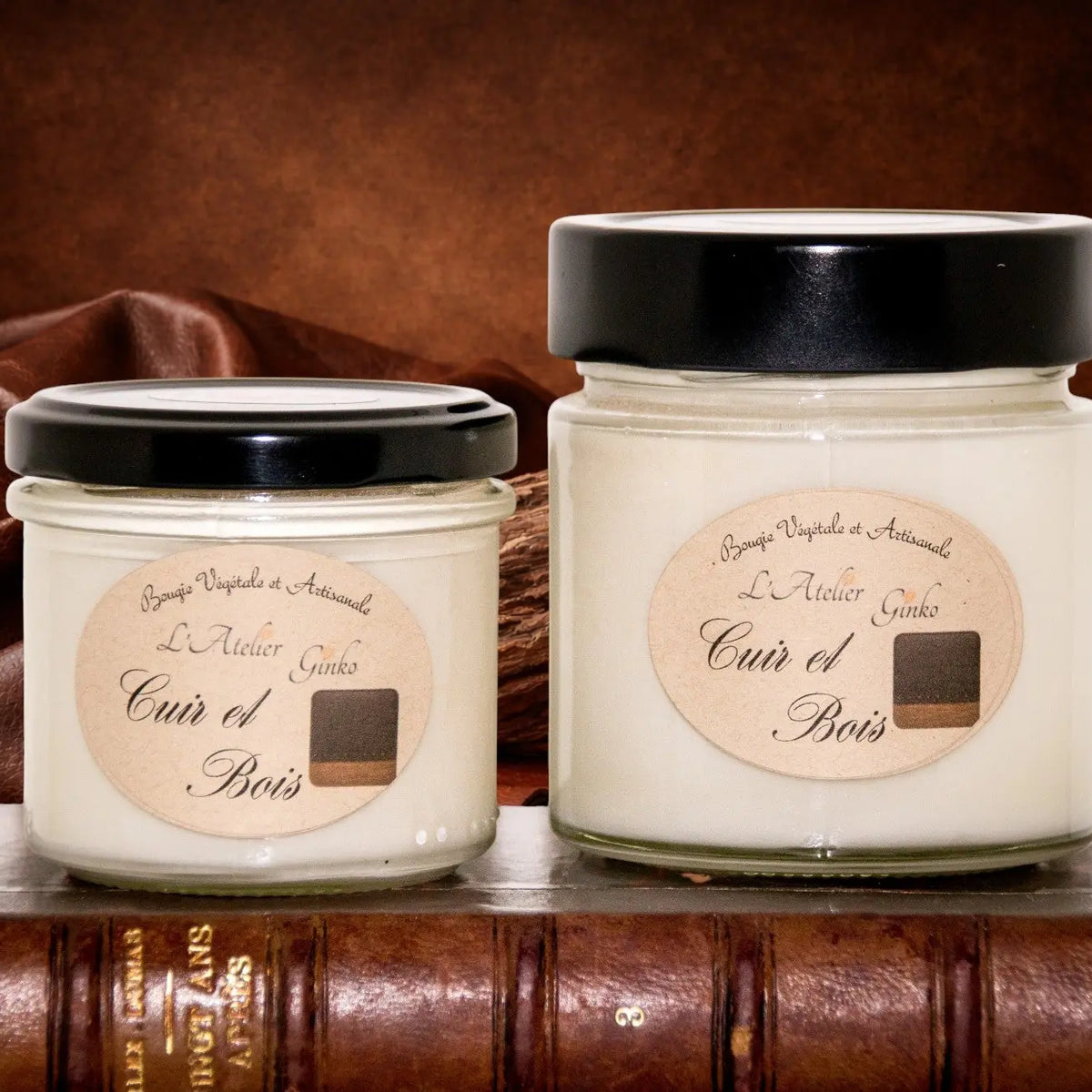 Bougie parfumée Cuir et bois L'Atelier Ginko - Boutique en Ligne
