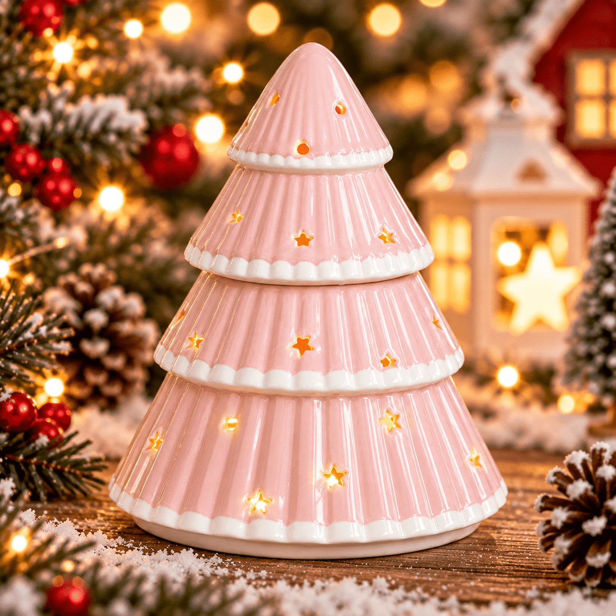 Brûle-Parfum Sapin de Noël Rose – Céramique - L'Atelier Ginko - Boutique en Ligne
