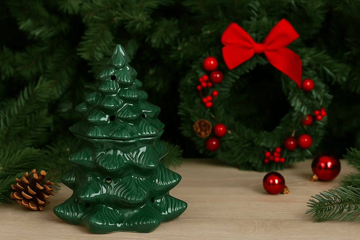 Brûle-Parfum Sapin Vert – Céramique Élégant Noël - L'Atelier Ginko - Boutique en Ligne