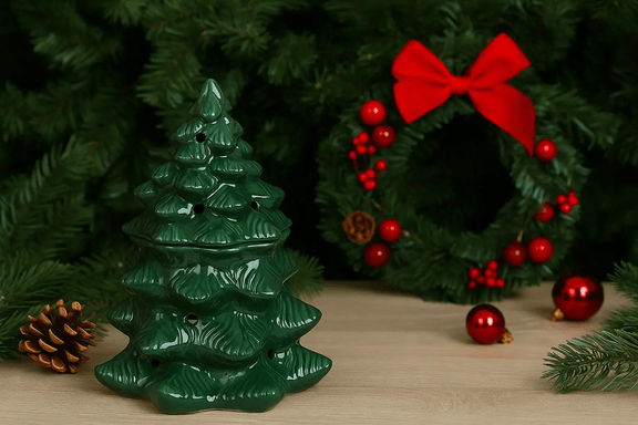 Brûle-Parfum Sapin Vert – Céramique Élégant Noël - L'Atelier Ginko - Boutique en Ligne