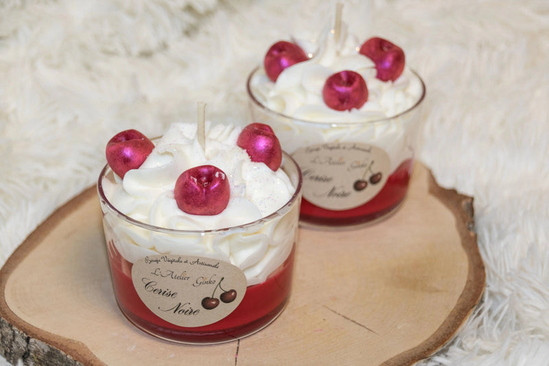 Bougie Chantilly gourmande Cerise Noire - L'Atelier Ginko - Boutique en Ligne