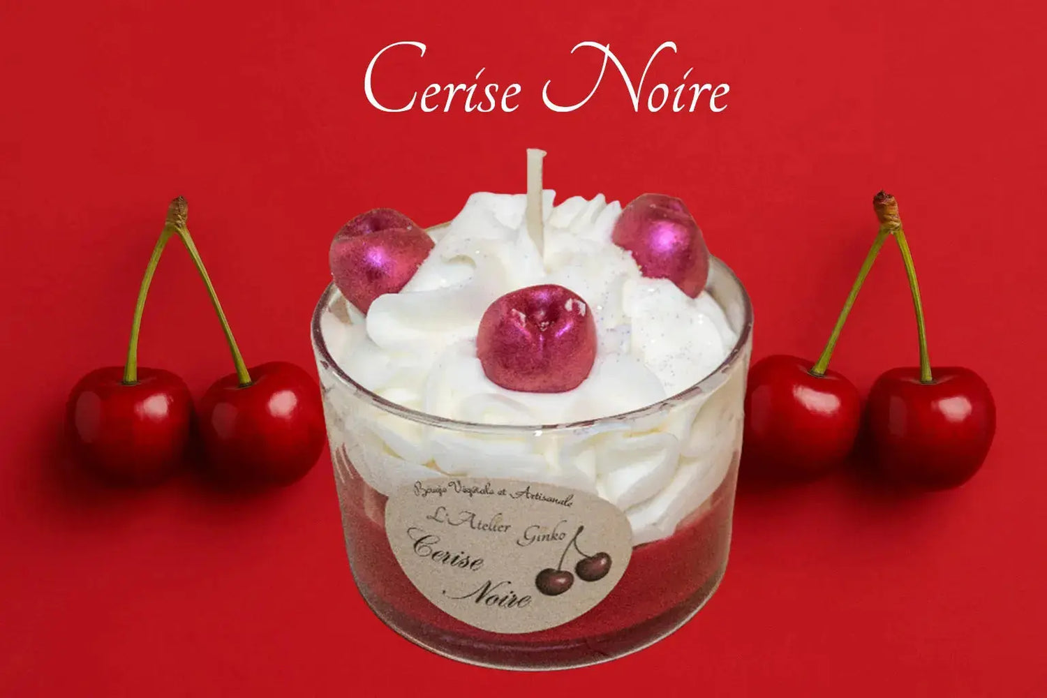 Bougie Chantilly gourmande Cerise Noire L'Atelier Ginko - Boutique en Ligne