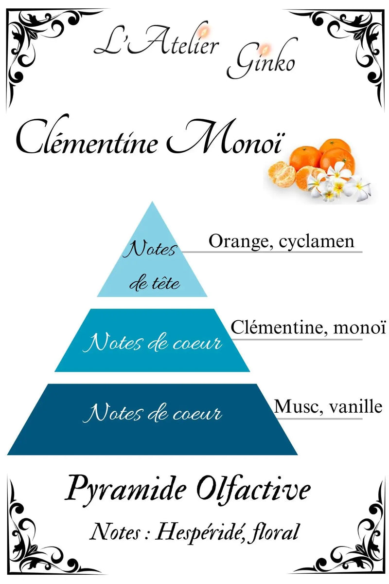 Bougie parfumée Clémentine Monoï - L'Atelier Ginko - Boutique en Ligne