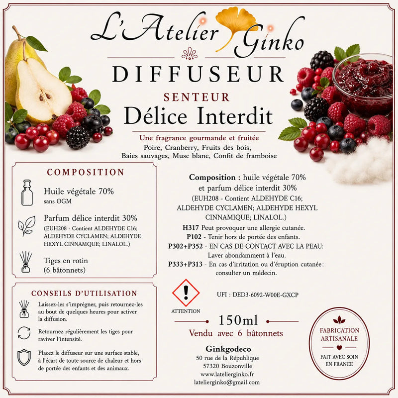 Diffuseur d’ambiance parfumé L'Atelier Ginko - Boutique en Ligne