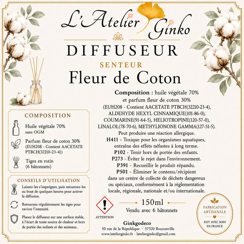 Diffuseur d’ambiance parfumé L'Atelier Ginko - Boutique en Ligne