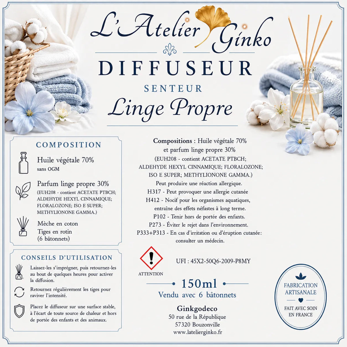 Diffuseur d’ambiance parfumé L'Atelier Ginko - Boutique en Ligne
