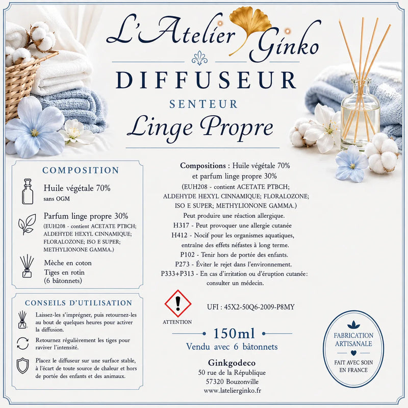 Diffuseur d’ambiance parfumé L'Atelier Ginko - Boutique en Ligne