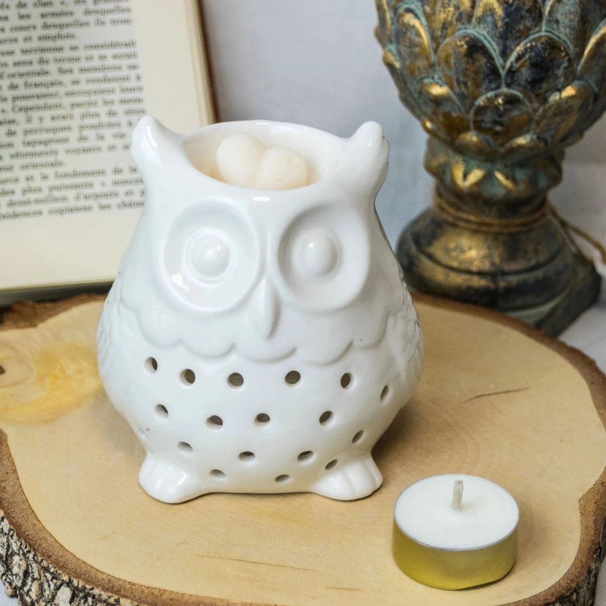 Brûle-parfum céramique Hibou vue détail - L'Atelier Ginko