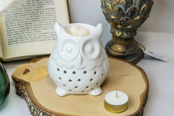 Brûle-parfum céramique Hibou vue détail - L'Atelier Ginko