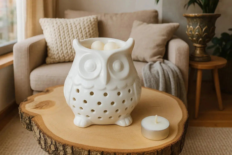 Diffuseur de parfum brule-parfum céramique Hibou artisanal - L'Atelier Ginko