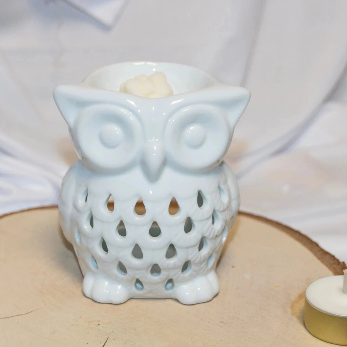 Brûle-parfum céramique Hibou brun vue de côté - L'Atelier Ginko