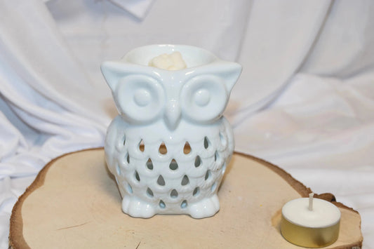 Brûle-parfum céramique Hibou brun vue de côté - L'Atelier Ginko