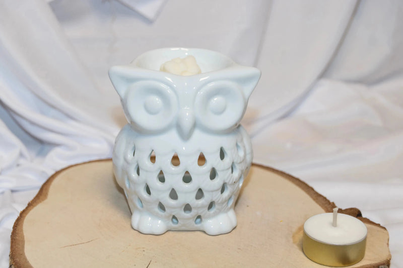 Brûle-parfum céramique Hibou brun vue de côté - L'Atelier Ginko