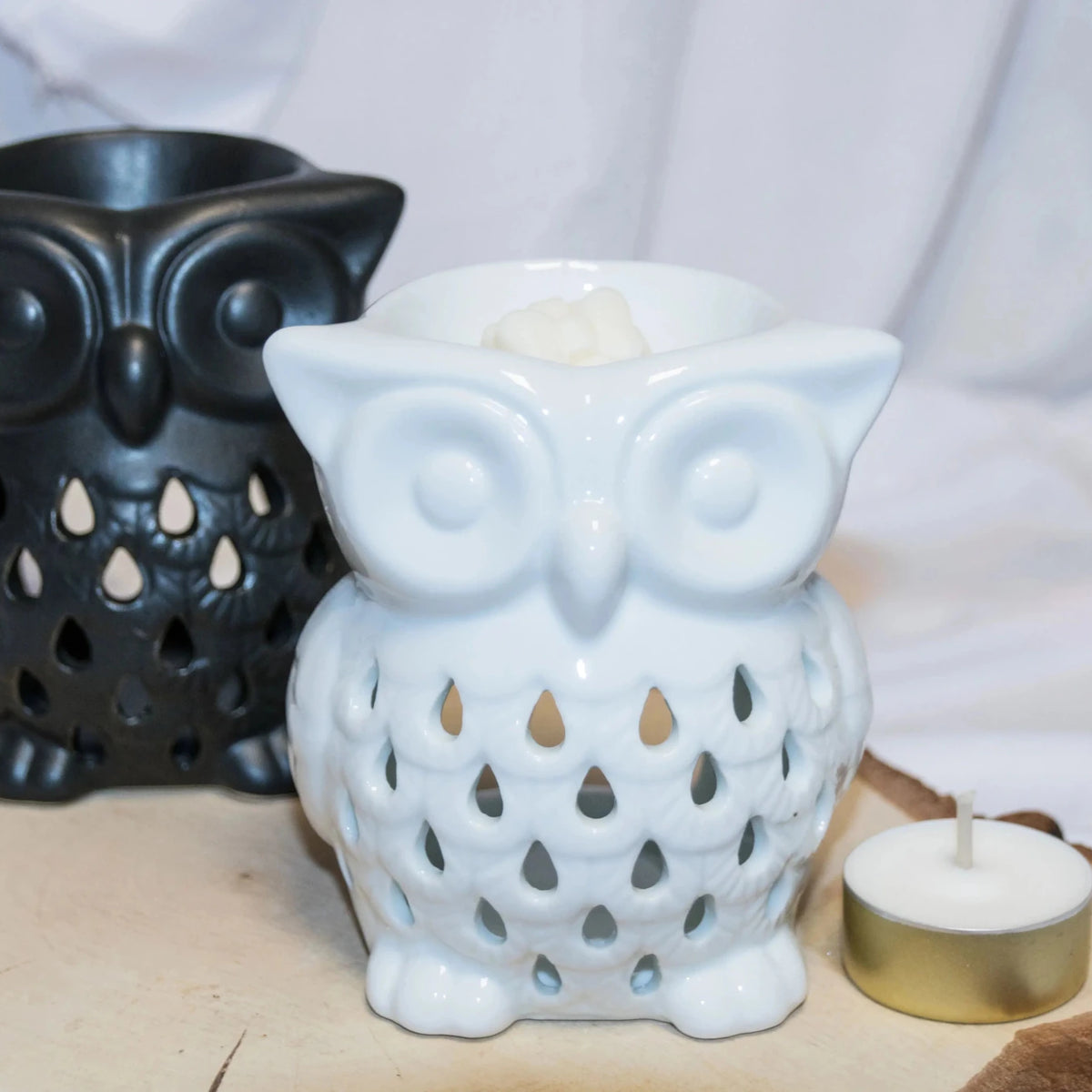 Diffuseur brule-parfum céramique Hibou brun artisanal - L'Atelier Ginko
