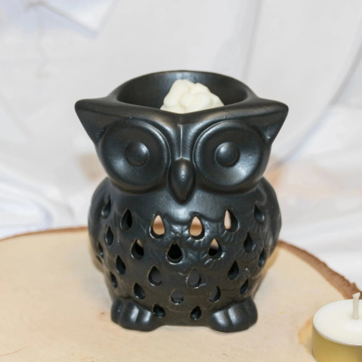 Duo diffuseurs Hibou blanc et noir brûle-parfum céramique artisanal - L'Atelier Ginko
