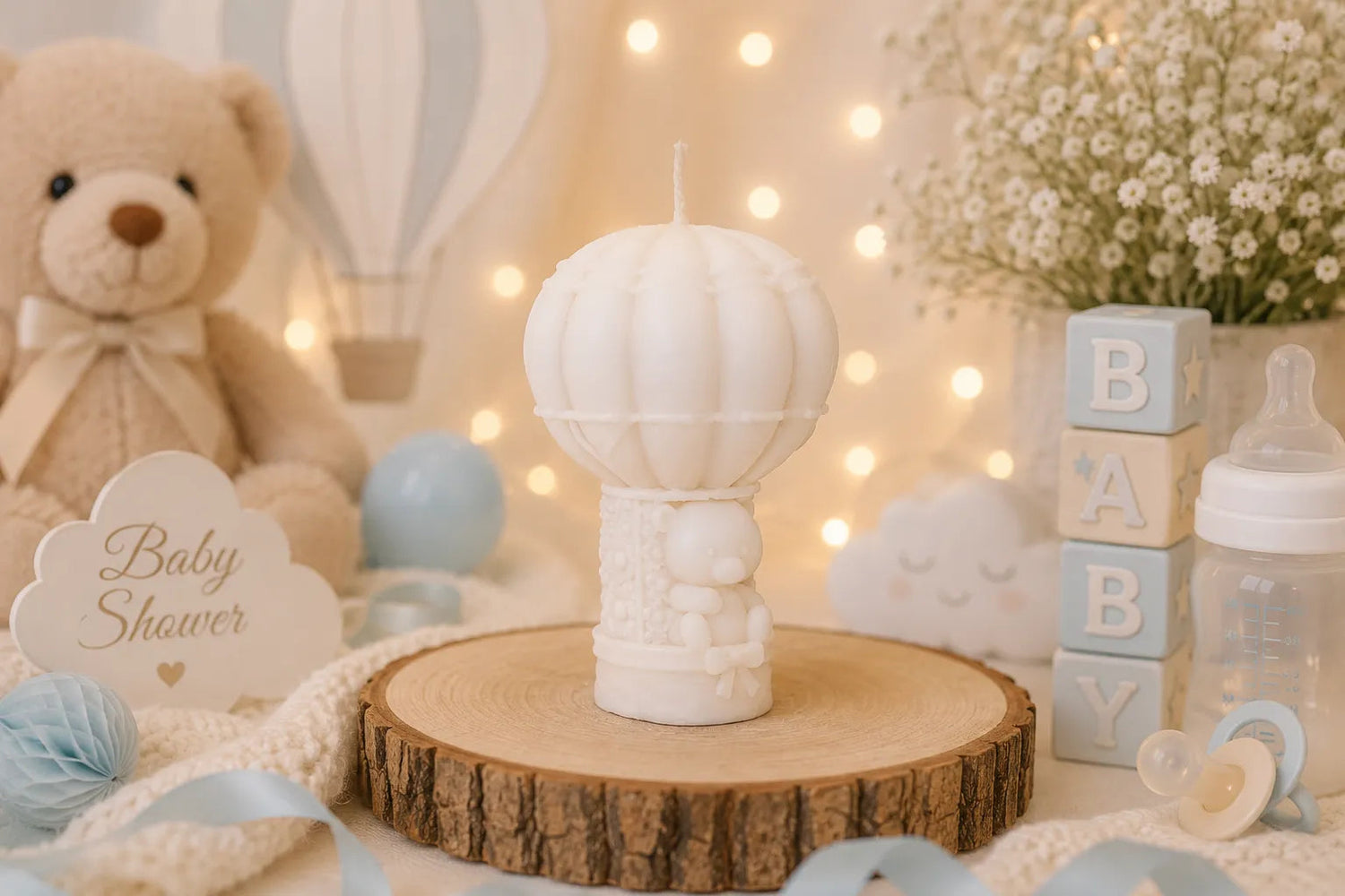 Bougie artisanale naissance Ballon L'Atelier Ginko - Boutique en Ligne