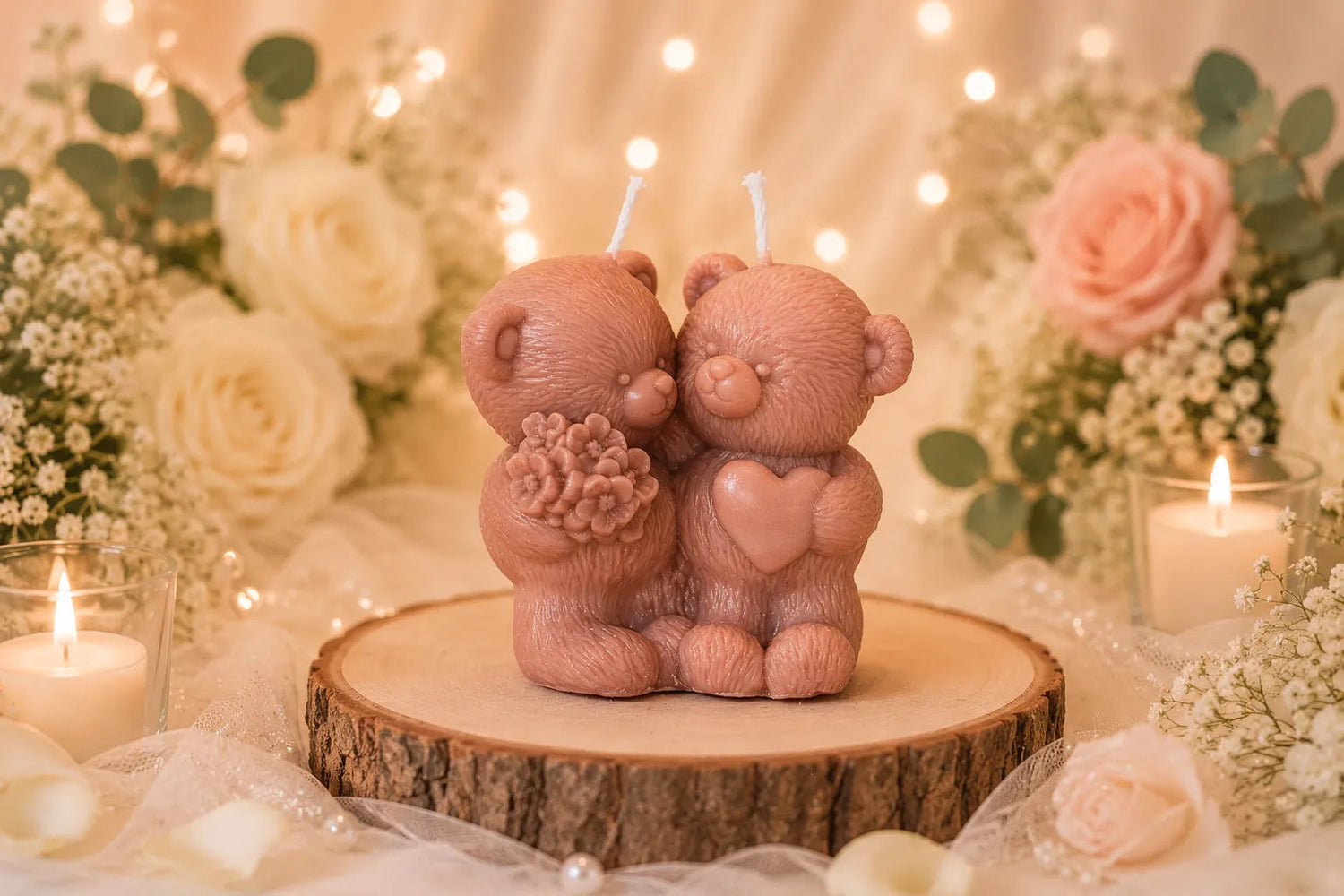 Bougie artisanale mariage Couple Ours L'Atelier Ginko - Boutique en Ligne