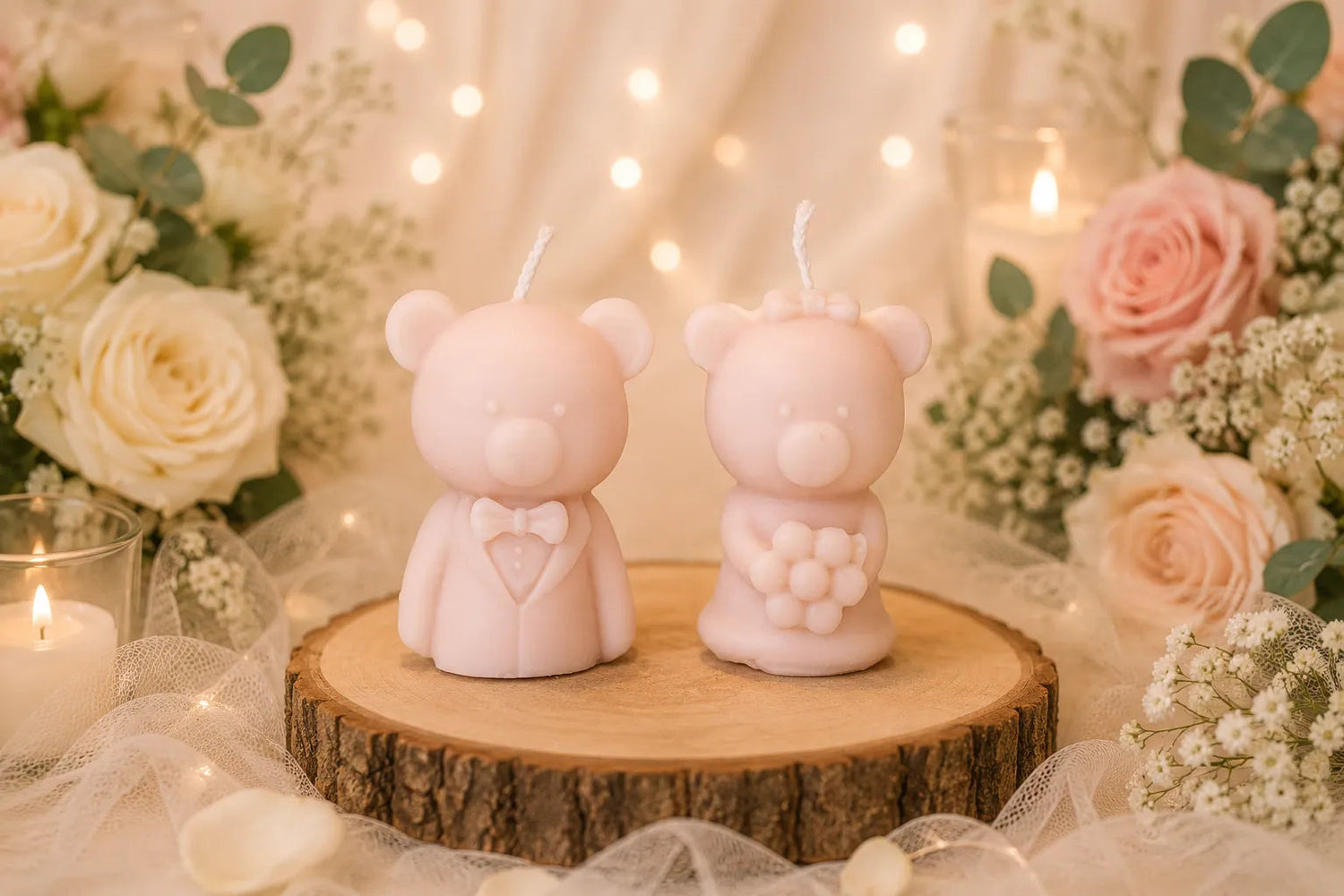 Bougie artisanale mariage Couple Mariés Ours L'Atelier Ginko - Boutique en Ligne