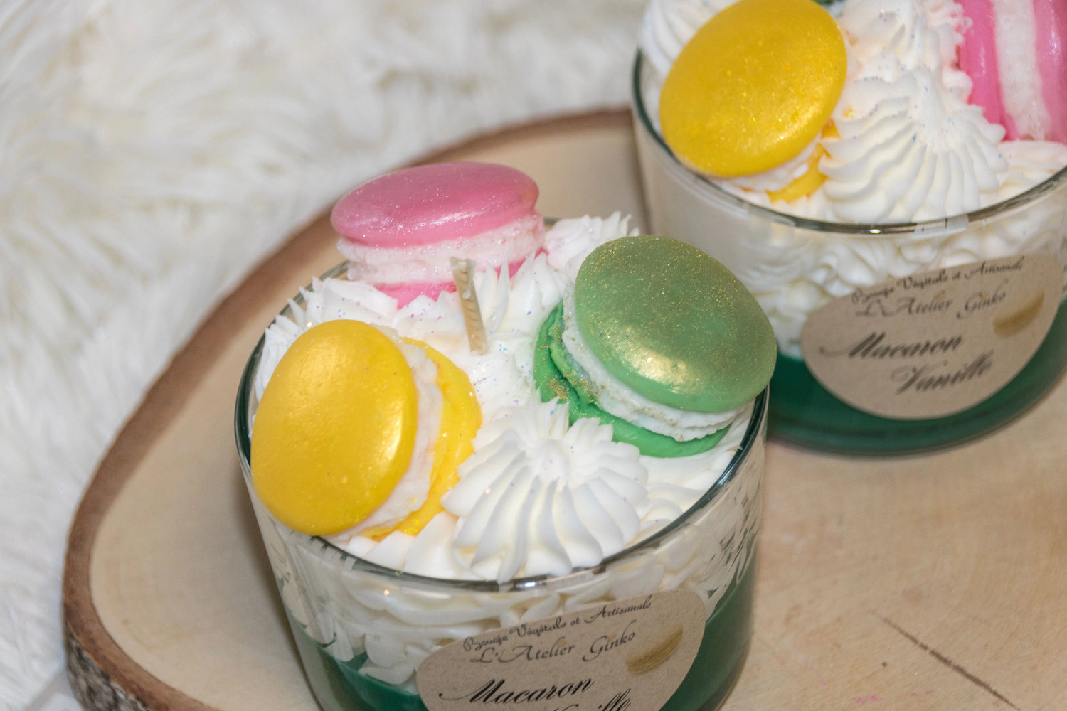 Bougie Chantilly gourmande Macaron Vanille L'Atelier Ginko - Boutique en Ligne