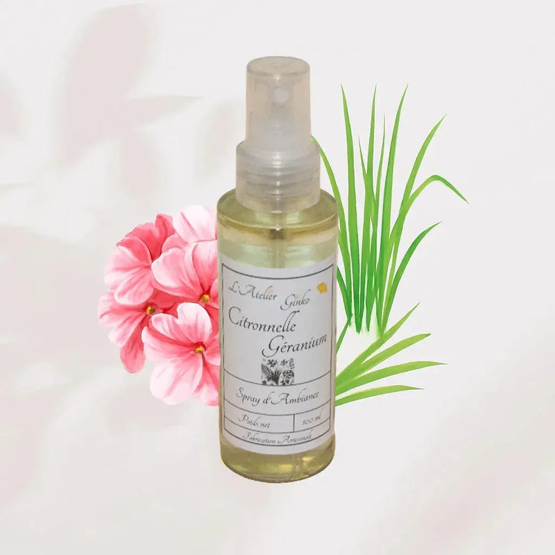 Spray d'Ambiance Citronnelle géranium L'Atelier Ginko - Boutique en Ligne